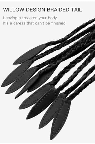 Black Nine-Tail Training Whip, 31.5 Inch Equestrian Faux Leather Horse Whip for Riding & Discipline, Durable Horse Equipment, Equestrian Whip for Horseback Training