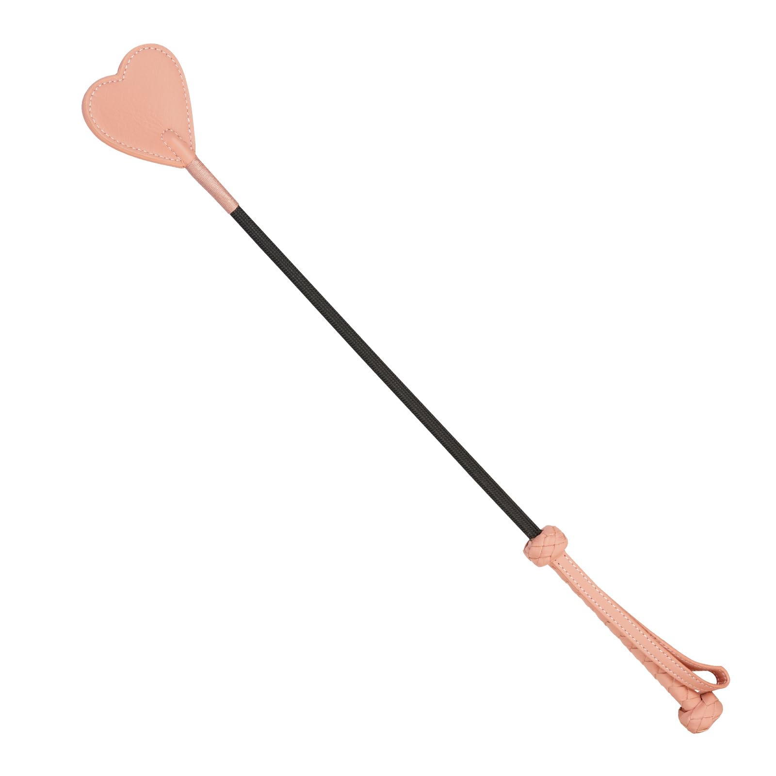 Handwoven Pink Heart-Shaped Genuine Leather Riding Crop | 52cm Flexible Black Shaft | Precision-Stitched Equestrian Whip | Premium Collectible Riding Gear