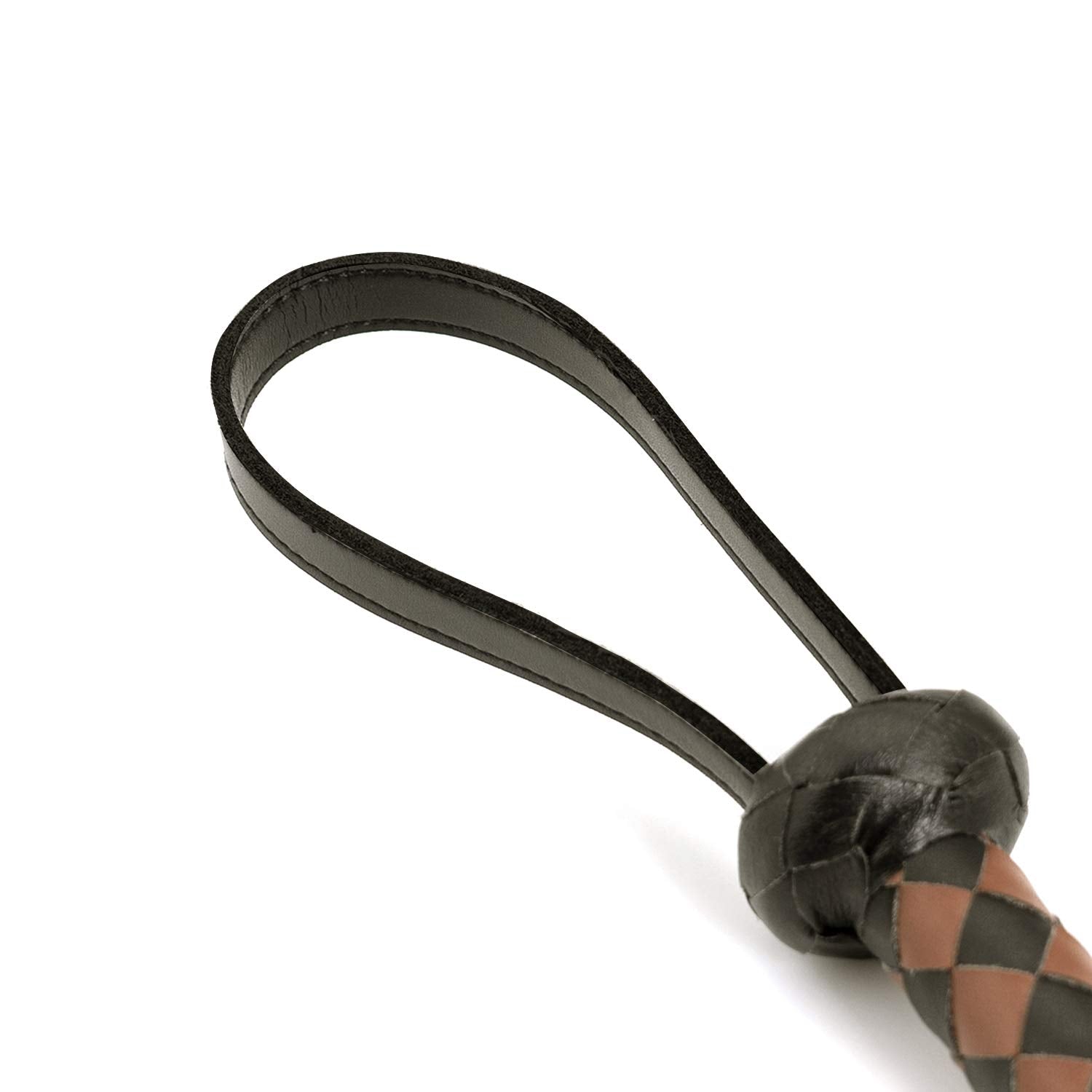 Professional 2.4m Black & Brown PU Leather Horse Whip - Heavyweight Design for Equestrian Training