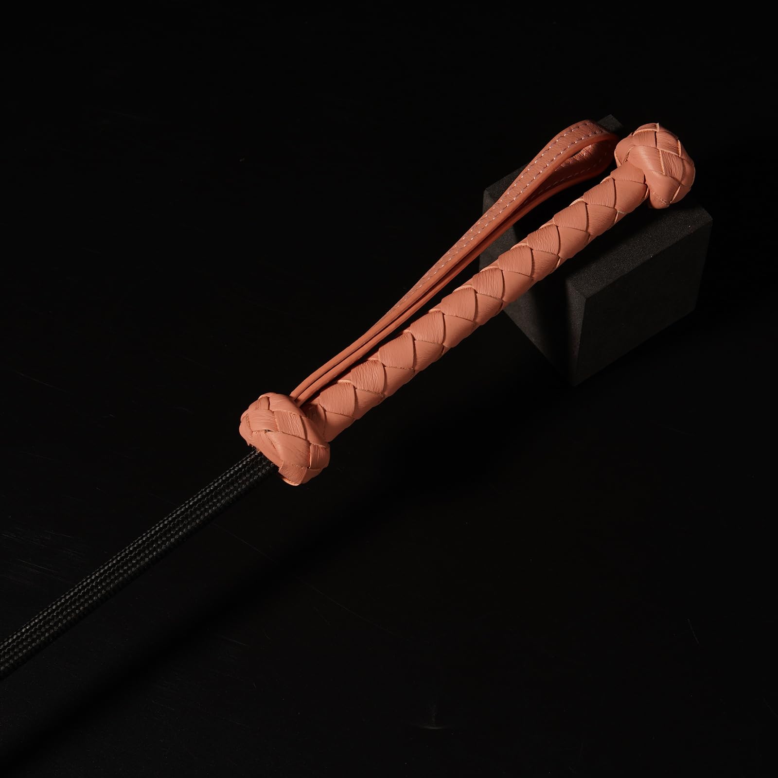 Handwoven Pink Heart-Shaped Genuine Leather Riding Crop | 52cm Flexible Black Shaft | Precision-Stitched Equestrian Whip | Premium Collectible Riding Gear