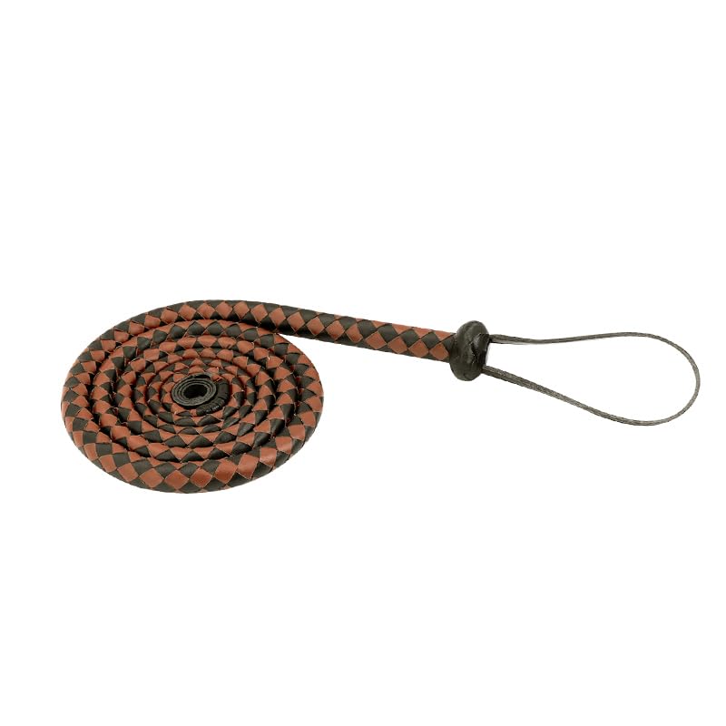 Professional 2.4m Black & Brown PU Leather Horse Whip - Heavyweight Design for Equestrian Training