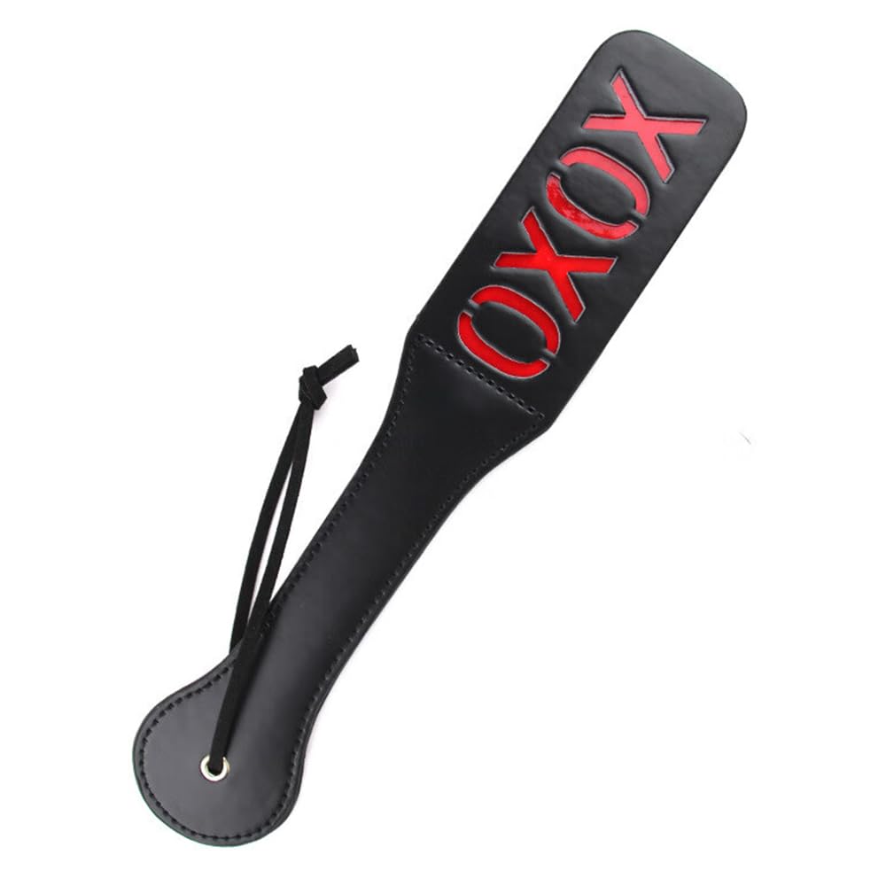 "XOXO" Dual-Layer Spanking Paddle - 31.5cm Black & Red Design with Cutout Letters
