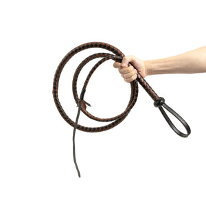 Professional 2.4m Black & Brown PU Leather Horse Whip - Heavyweight Design for Equestrian Training