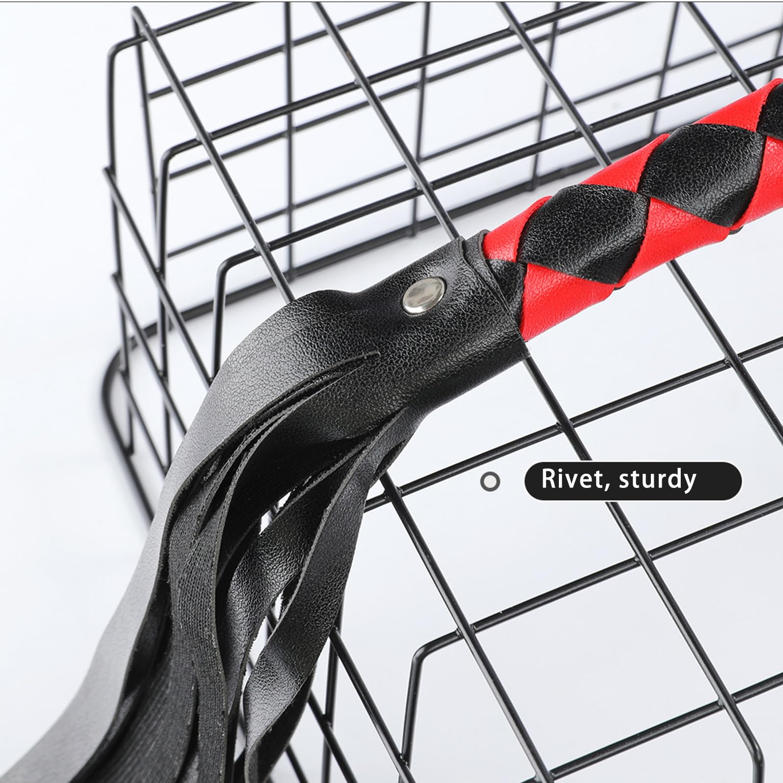 Professional Black & Red PU Leather Horse Whip - 143cm/56.3in for Equestrian Training