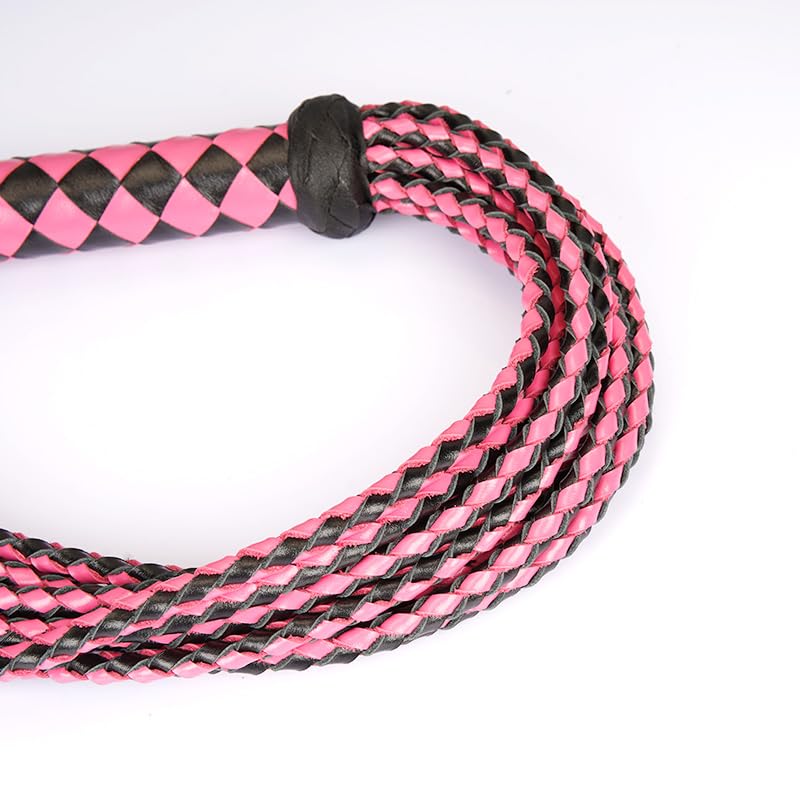 Genuine Leather Red & Black Cat-O'-Nine-Tails Whip | 23cm Handle & 59cm Tail | Hangable Equestrian Training Whip | Handcrafted Premium Horse Equipment