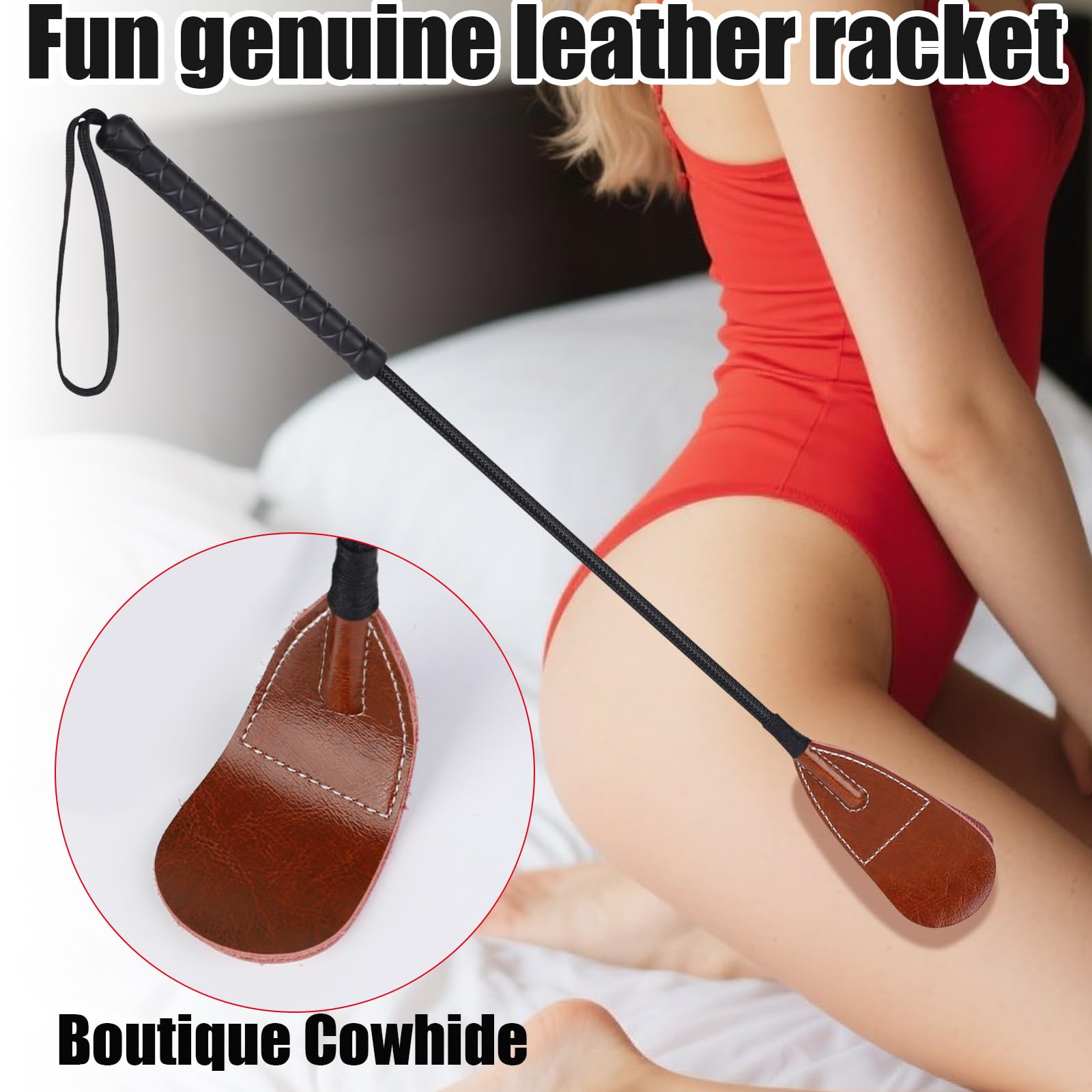Genuine Leather Horse Whip - 54cm/21.26 Inch for Equestrian Training & Riding Accessories