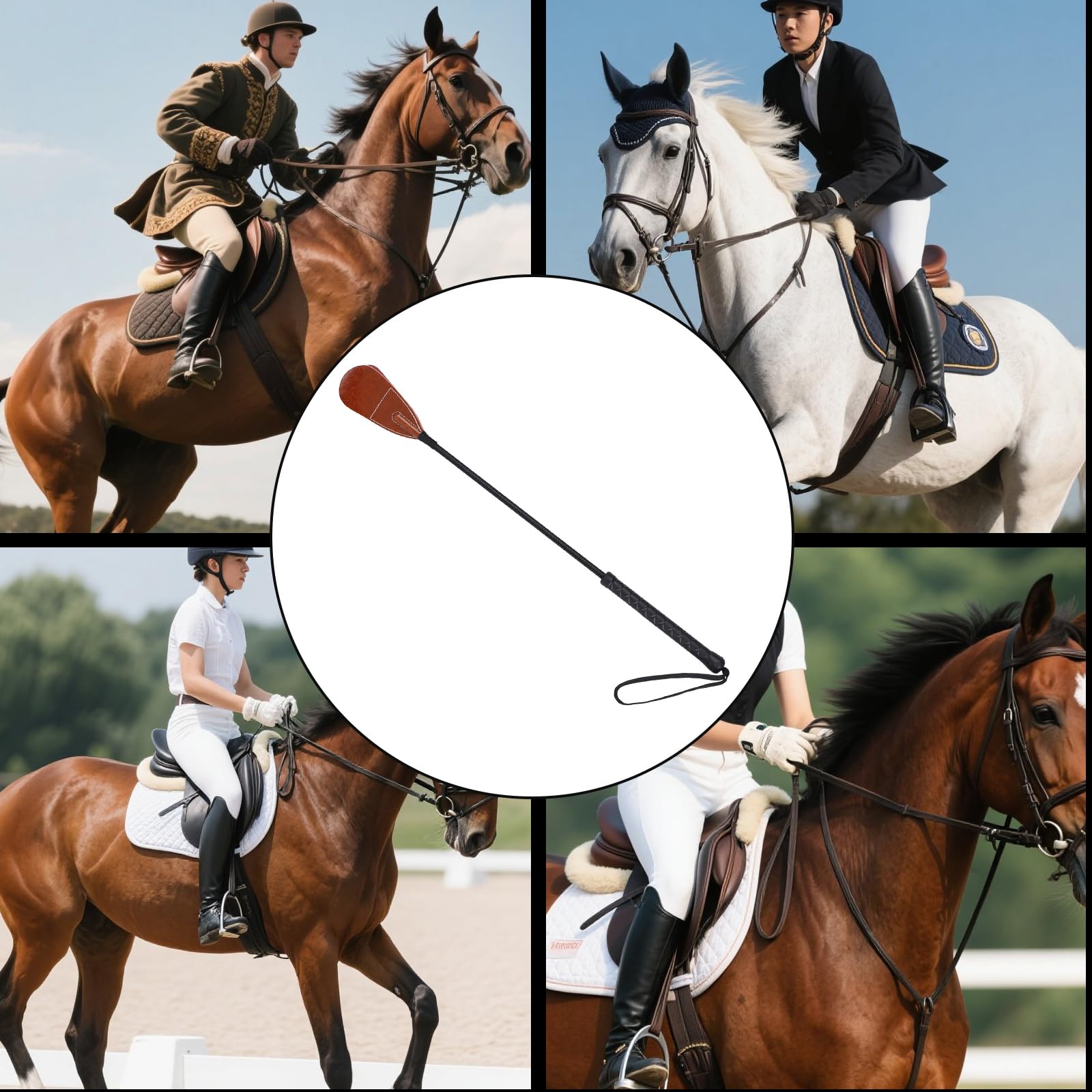 Genuine Leather Horse Whip - 54cm/21.26 Inch for Equestrian Training & Riding Accessories