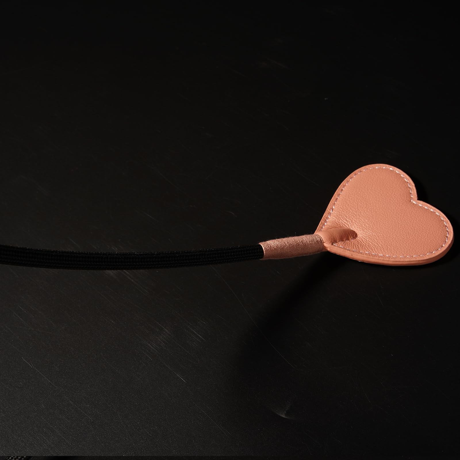 Handwoven Pink Heart-Shaped Genuine Leather Riding Crop | 52cm Flexible Black Shaft | Precision-Stitched Equestrian Whip | Premium Collectible Riding Gear