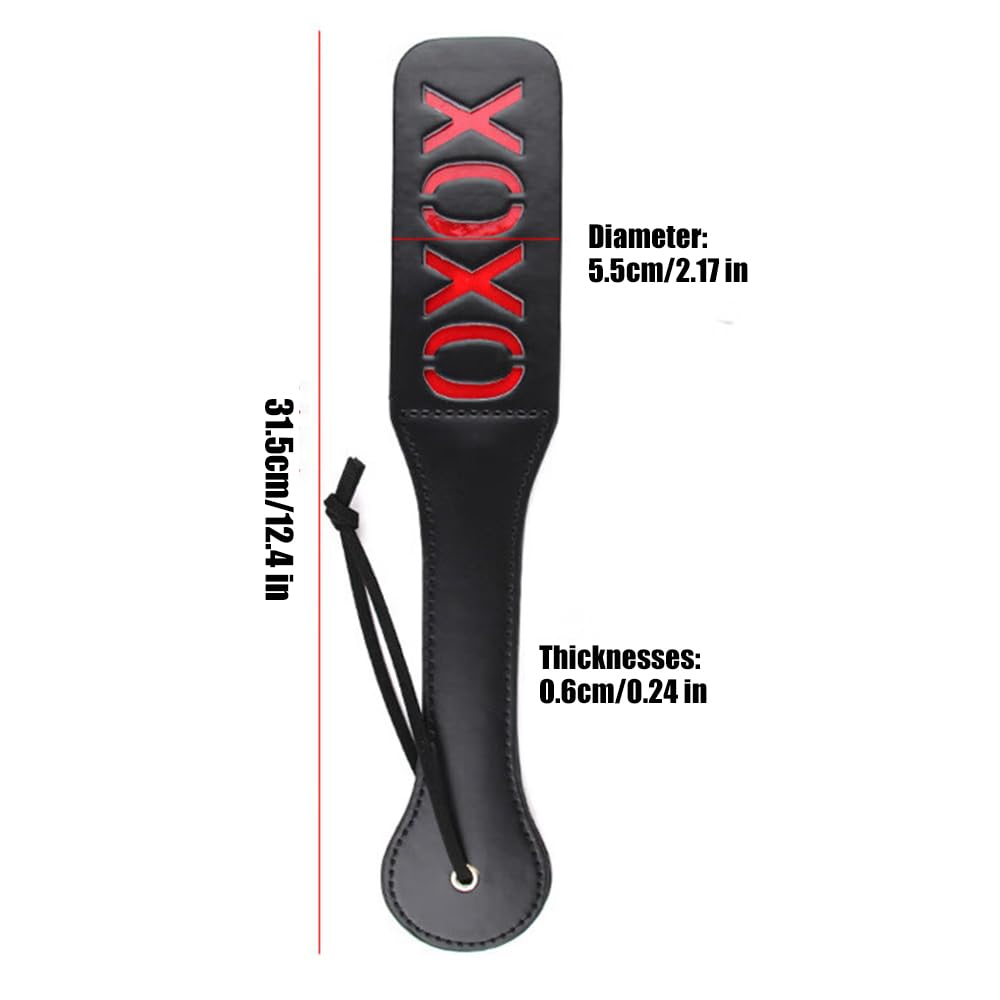 "XOXO" Dual-Layer Spanking Paddle - 31.5cm Black & Red Design with Cutout Letters