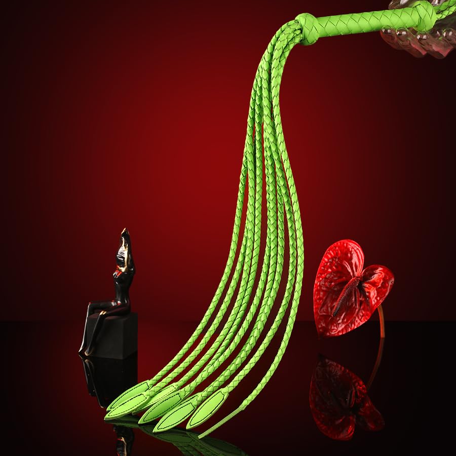 Professional Nature-Inspired Genuine Leather Cat-O'-Nine-Tails Whip | 16cm Handle & 48cm Portable Tail | Hangable Outdoor Equestrian Whip | Handcrafted Multi-Functional Training Gear | Handcrafted BDSM Flogger | Cat-O-Nine-Tails Whip