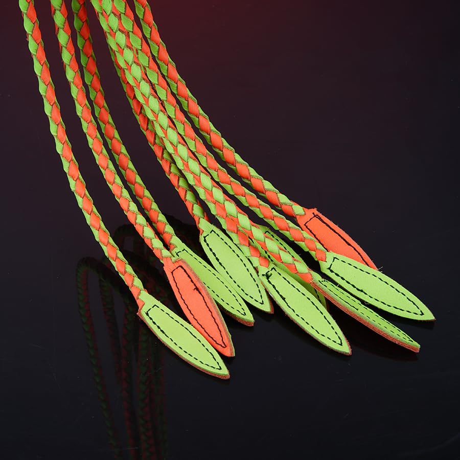Professional Nature-Inspired Genuine Leather Cat-O'-Nine-Tails Whip | 16cm Handle & 48cm Portable Tail | Hangable Outdoor Equestrian Whip | Handcrafted Multi-Functional Training Gear | Handcrafted BDSM Flogger | Cat-O-Nine-Tails Whip