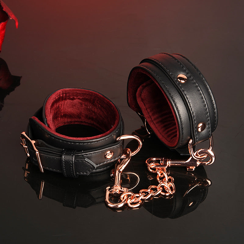 Premium Velvet-Lined Handcrafted Genuine Leather Handcuffs Set | BDSM Bondage Wrist Ankle Restraints Partner Couples