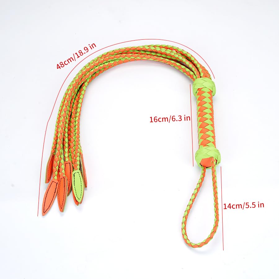 Professional Nature-Inspired Genuine Leather Cat-O'-Nine-Tails Whip | 16cm Handle & 48cm Portable Tail | Hangable Outdoor Equestrian Whip | Handcrafted Multi-Functional Training Gear | Handcrafted BDSM Flogger | Cat-O-Nine-Tails Whip