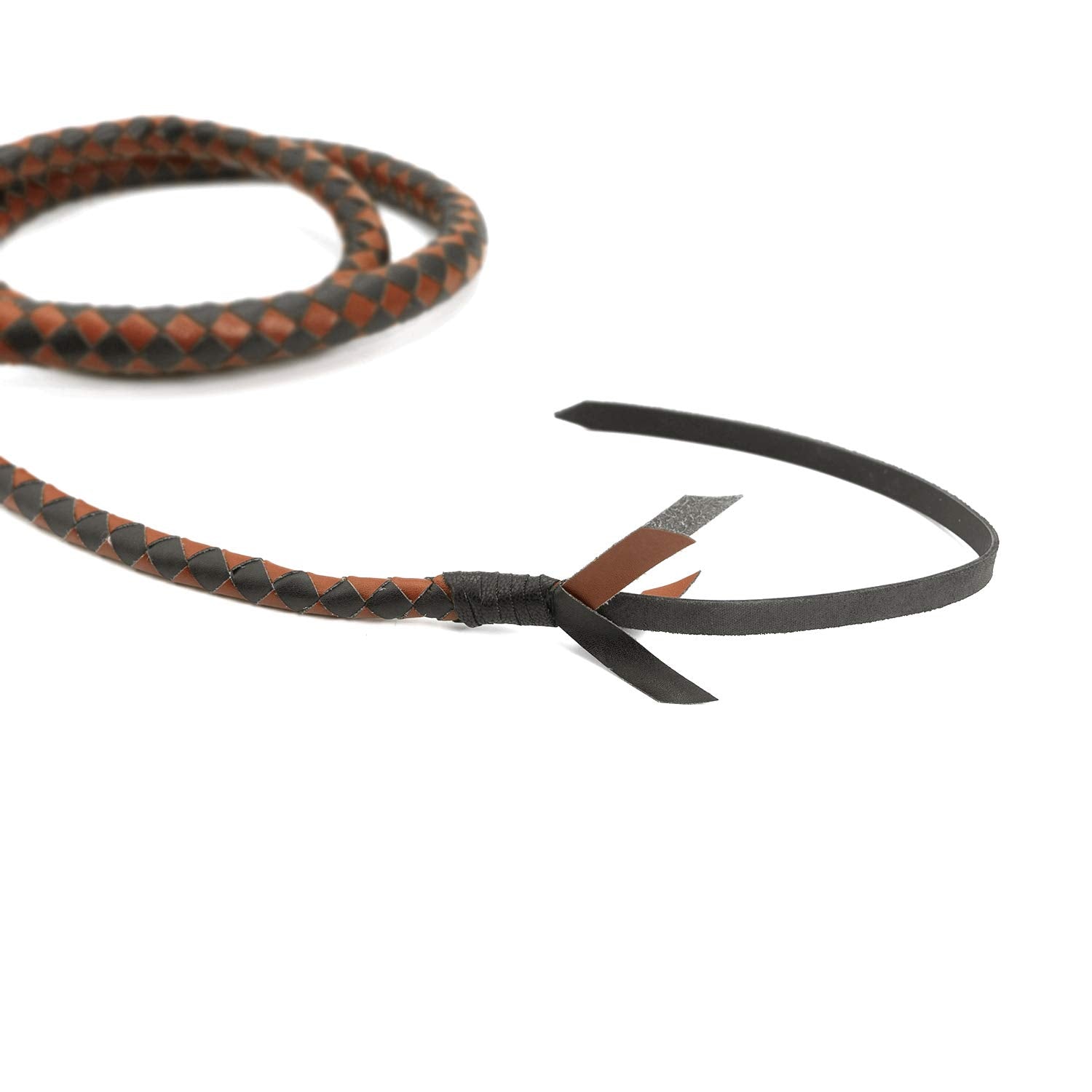 Professional 2.4m Black & Brown PU Leather Horse Whip - Heavyweight Design for Equestrian Training