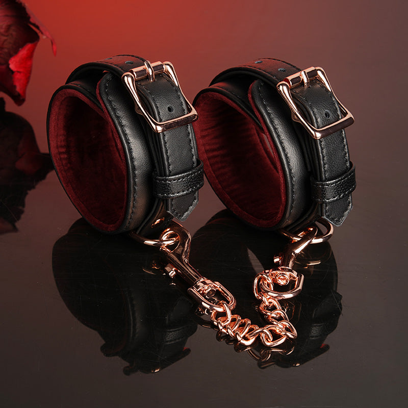 Premium Velvet-Lined Handcrafted Genuine Leather Handcuffs Set | BDSM Bondage Wrist Ankle Restraints Partner Couples