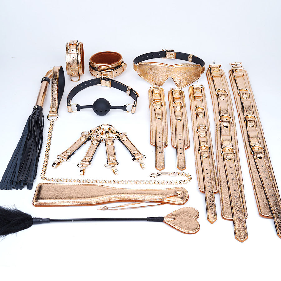 Luxury Handcrafted 11-Piece Genuine Leather BDSM Bondage Kit | Complete Restraint Set Gift Couples Beginners