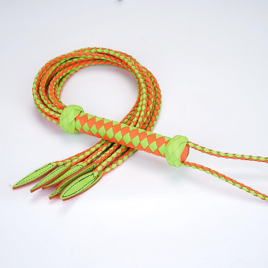 Professional Nature-Inspired Genuine Leather Cat-O'-Nine-Tails Whip | 16cm Handle & 48cm Portable Tail | Hangable Outdoor Equestrian Whip | Handcrafted Multi-Functional Training Gear | Handcrafted BDSM Flogger | Cat-O-Nine-Tails Whip