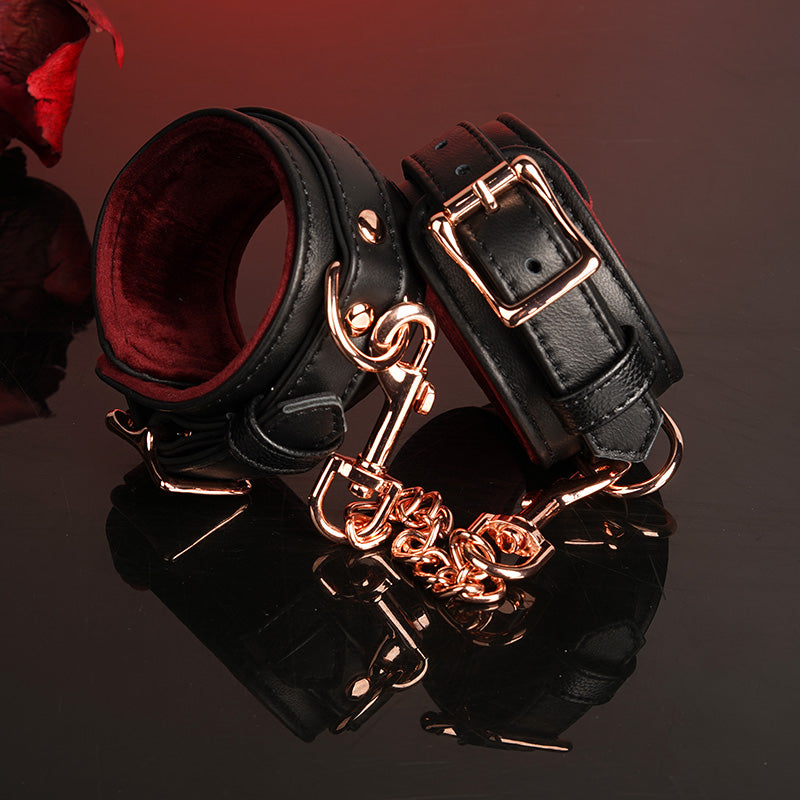 Premium Velvet-Lined Handcrafted Genuine Leather Handcuffs Set | BDSM Bondage Wrist Ankle Restraints Partner Couples