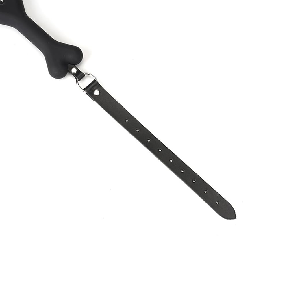 Adjustable Leather & Silicone Bone Gag Set - 14.5cm Bone Width for Safe BDSM Play