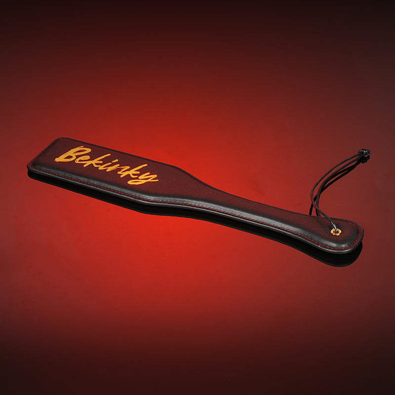 Premium Handcrafted Gold-Stamped Genuine Leather Spanking Paddle | BDSM Discipline Impact Play Couples Beginners
