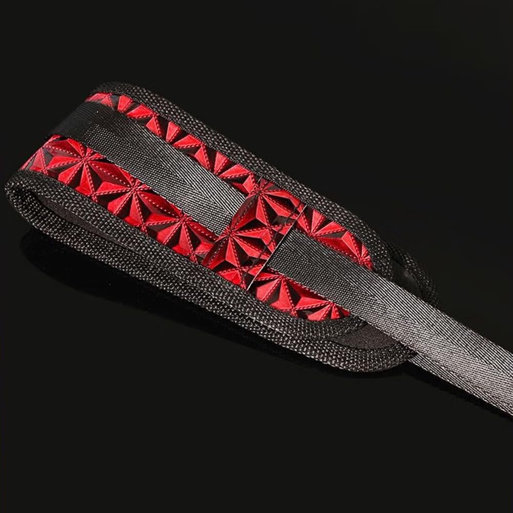 Red Diamond-Textured Thigh & Wrist Restraint Set - Adjustable Multi-Position Bondage Cuffs