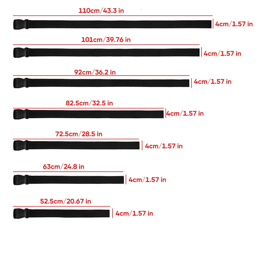 Ultimate 7-Size Securing Straps Kit - Instantly Lock Tools, Luggage & Camping Equipment - Anti-Slip Buckles, Reinforced Nylon (Black)