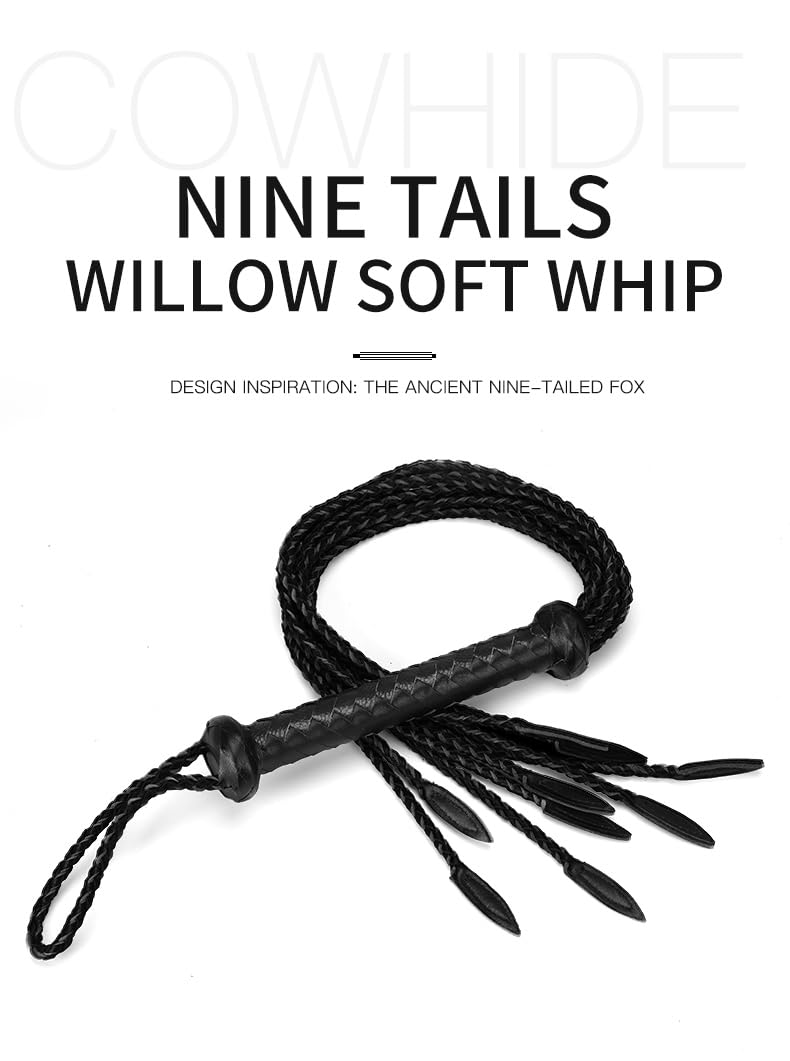 Premium | Cat-O-Nine-Tails Flogger Whip | Genuine Cowhide Leather | BDSM Impact Play | Adult Couples Beginners