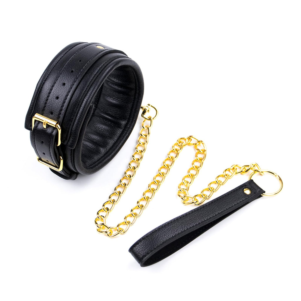 Adjustable PU Leather BDSM Restraint Set - 4-Piece Kit with Handcuffs, Leg Cuffs, Collar & Leash