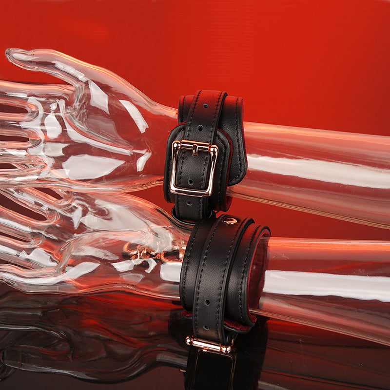 Premium Velvet-Lined Handcrafted Genuine Leather Handcuffs Set | BDSM Bondage Wrist Ankle Restraints Partner Couples