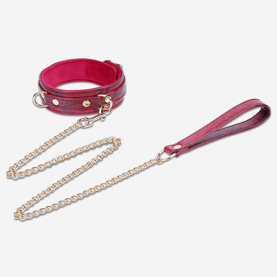 Luxury Handcrafted 11-Piece Genuine Leather BDSM Bondage Kit | Burgundy Snake Pattern Complete Set Couples Gift