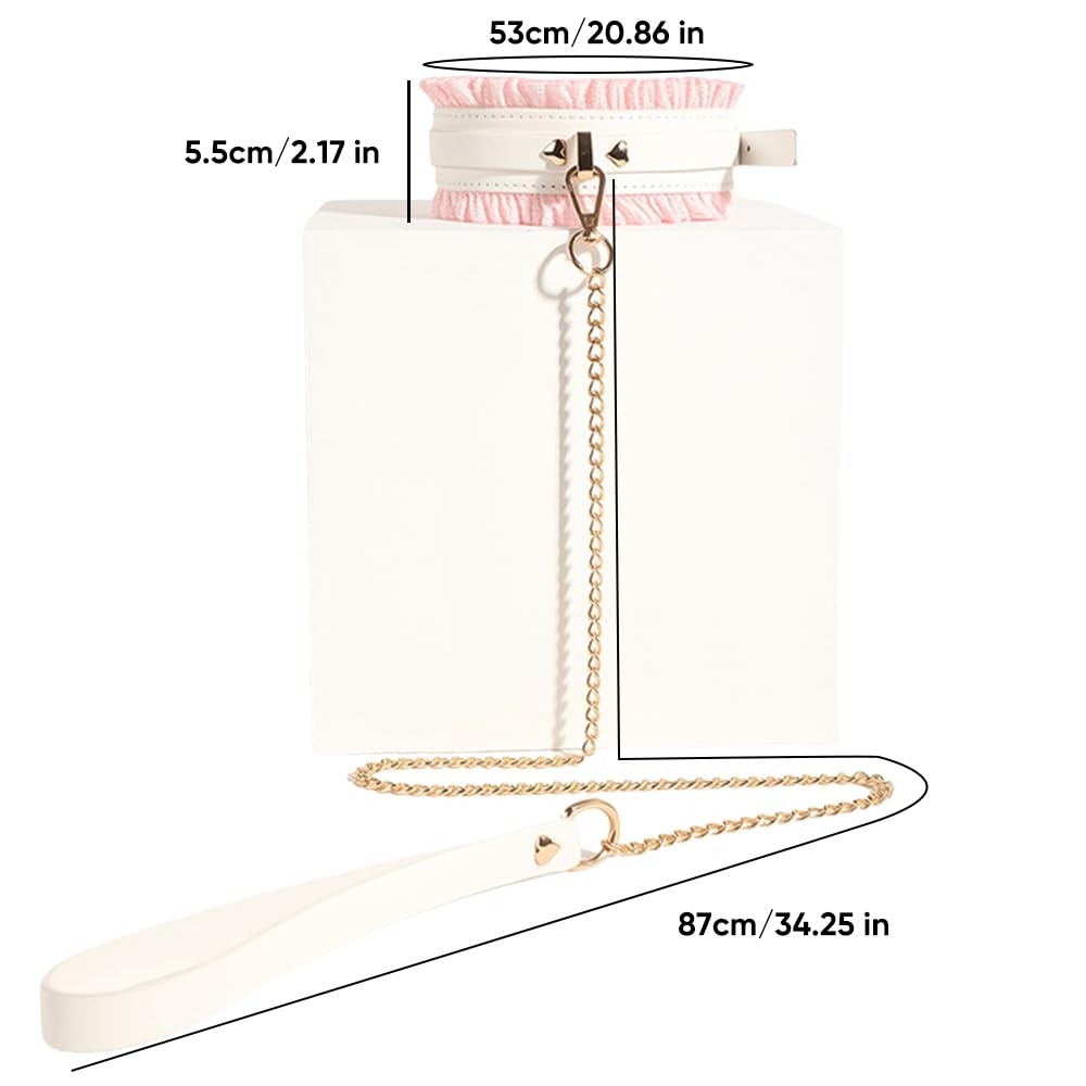 Tryolove Fantasy Pink Maid Collar with Leash – 87cm Adjustable Role Play Accessory for Cosplay, Pet Costume & Decorative Display (53cm Collar)