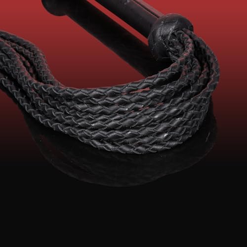 Black Nine-Tail Training Whip, 31.5 Inch Equestrian Faux Leather Horse Whip for Riding & Discipline, Durable Horse Equipment, Equestrian Whip for Horseback Training