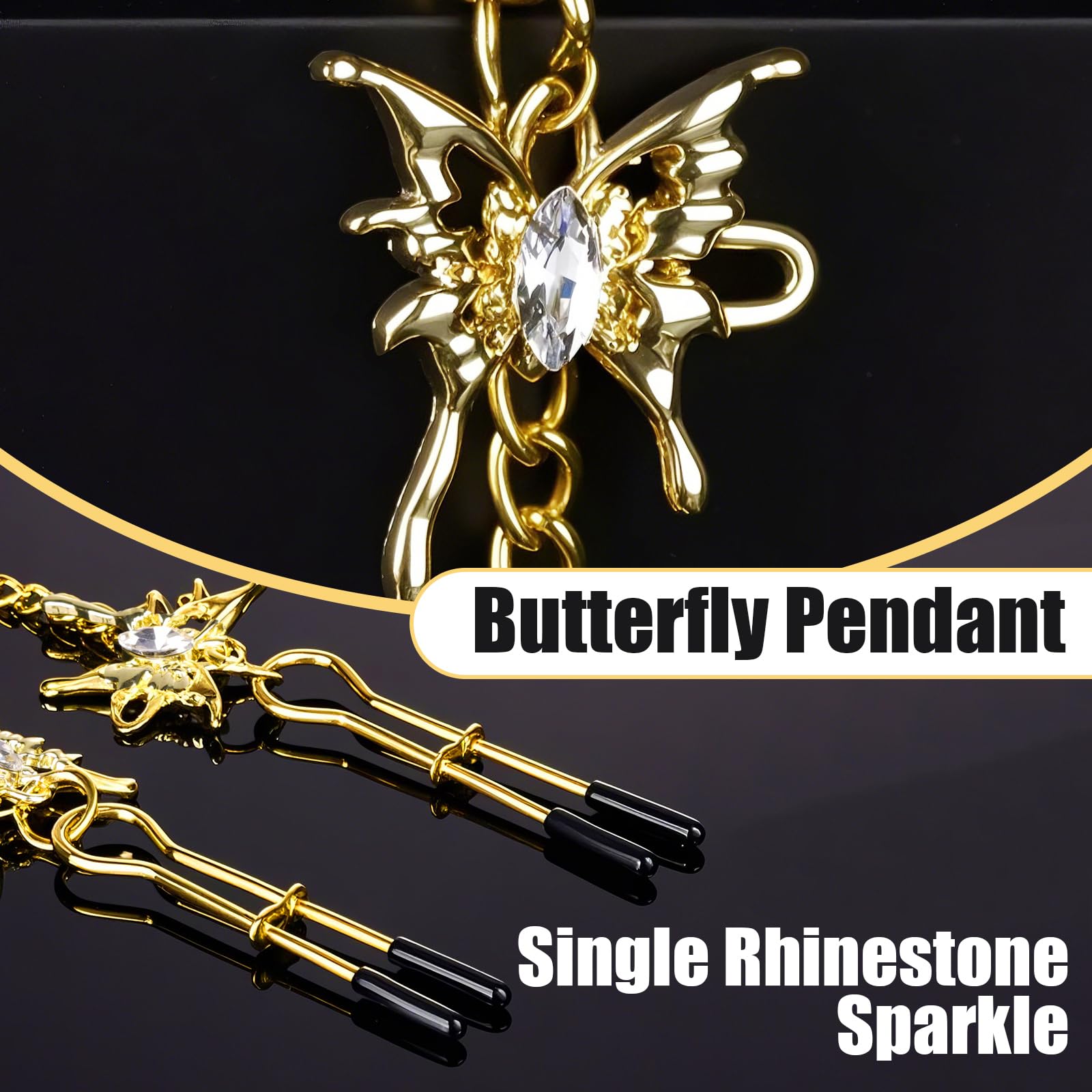 Premium | Nipple Clamps Body Clamps Chain | Stainless Steel Metal | Temperature Sensation Body Play | Advanced Users Beginners