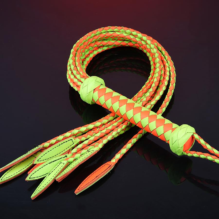 Professional Nature-Inspired Genuine Leather Cat-O'-Nine-Tails Whip | 16cm Handle & 48cm Portable Tail | Hangable Outdoor Equestrian Whip | Handcrafted Multi-Functional Training Gear | Handcrafted BDSM Flogger | Cat-O-Nine-Tails Whip