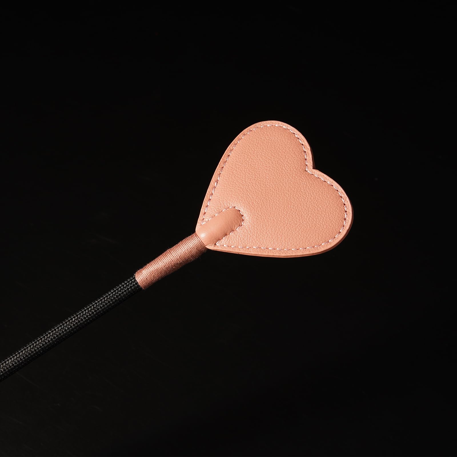 Handwoven Pink Heart-Shaped Genuine Leather Riding Crop | 52cm Flexible Black Shaft | Precision-Stitched Equestrian Whip | Premium Collectible Riding Gear