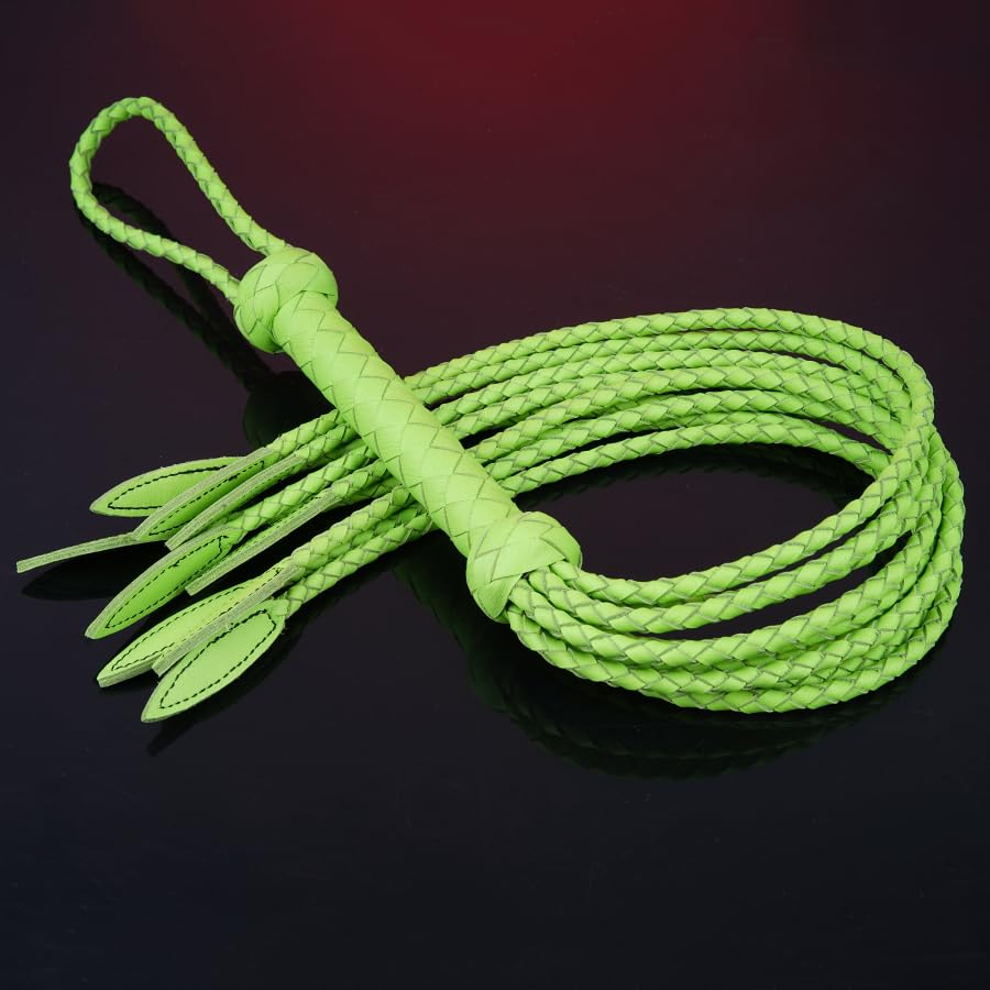 Professional Nature-Inspired Genuine Leather Cat-O'-Nine-Tails Whip | 16cm Handle & 48cm Portable Tail | Hangable Outdoor Equestrian Whip | Handcrafted Multi-Functional Training Gear | Handcrafted BDSM Flogger | Cat-O-Nine-Tails Whip