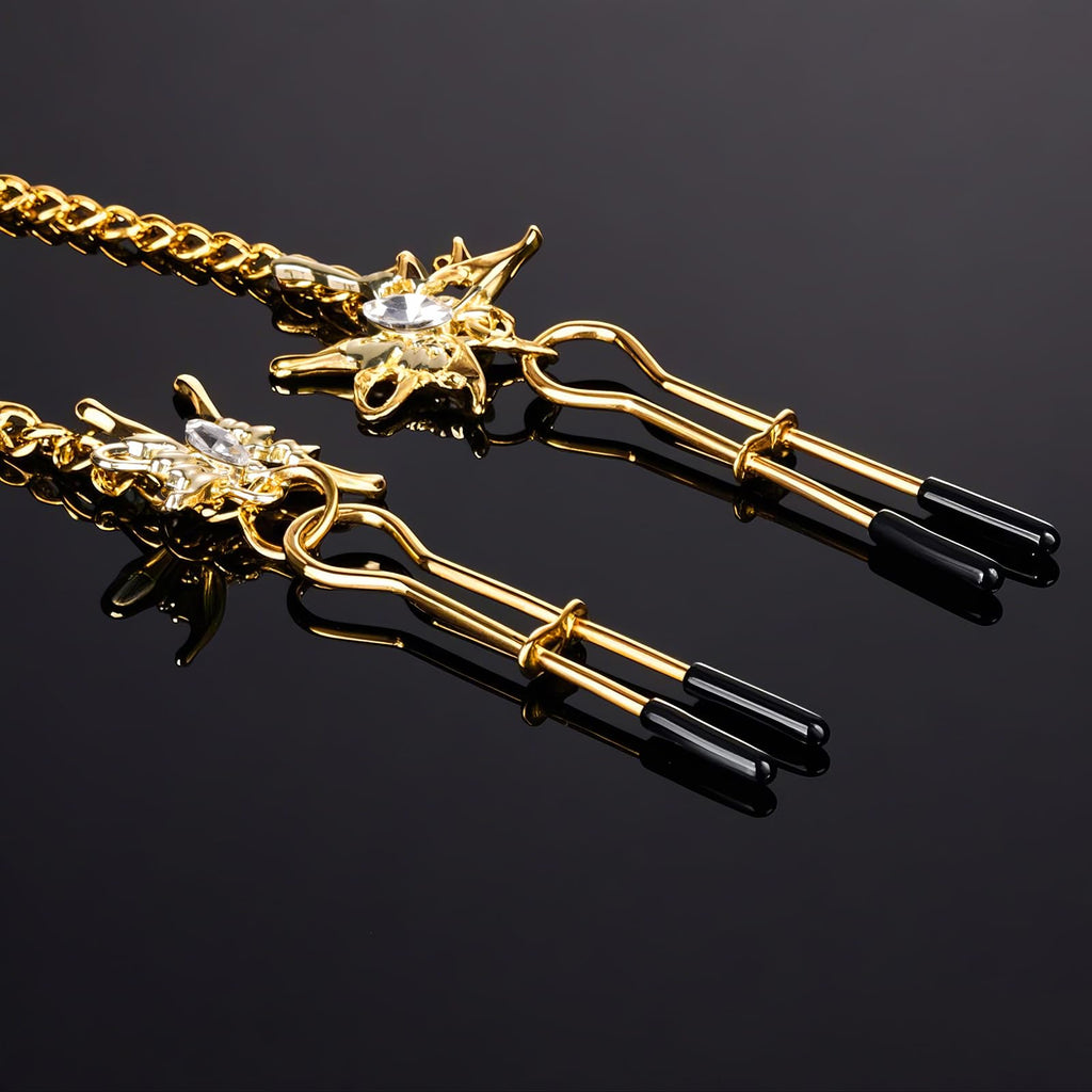 Premium | Nipple Clamps Body Clamps Chain | Stainless Steel Metal | Temperature Sensation Body Play | Advanced Users Beginners