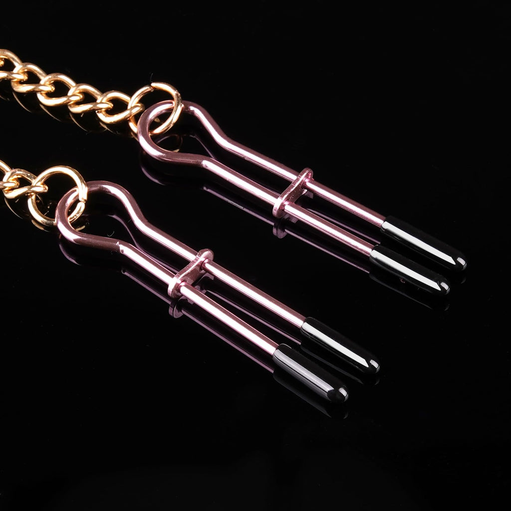 Premium | Nipple Clamps Body Clamps Chain | Stainless Steel Metal | Temperature Sensation Body Play | Advanced Users Beginners