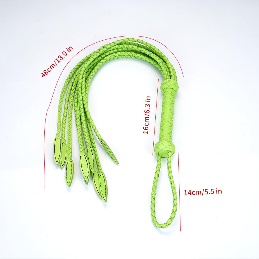 Professional Nature-Inspired Genuine Leather Cat-O'-Nine-Tails Whip | 16cm Handle & 48cm Portable Tail | Hangable Outdoor Equestrian Whip | Handcrafted Multi-Functional Training Gear | Handcrafted BDSM Flogger | Cat-O-Nine-Tails Whip