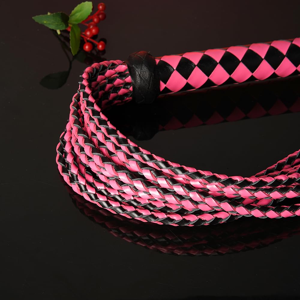 Professional Genuine Leather Red & Black Cat-O'-Nine-Tails Whip | 16cm Handle & 48cm Tail | Hangable Equestrian Training Whip | Handcrafted Premium Horse Equipment | Handcrafted BDSM Flogger | Cat-O-Nine-Tails Whip