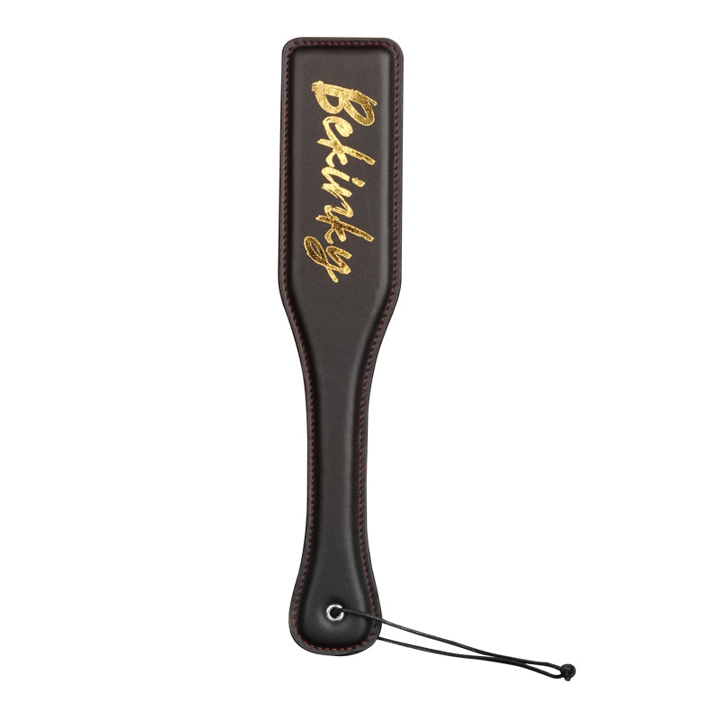 Premium Handcrafted Gold-Stamped Genuine Leather Spanking Paddle | BDSM Discipline Impact Play Couples Beginners