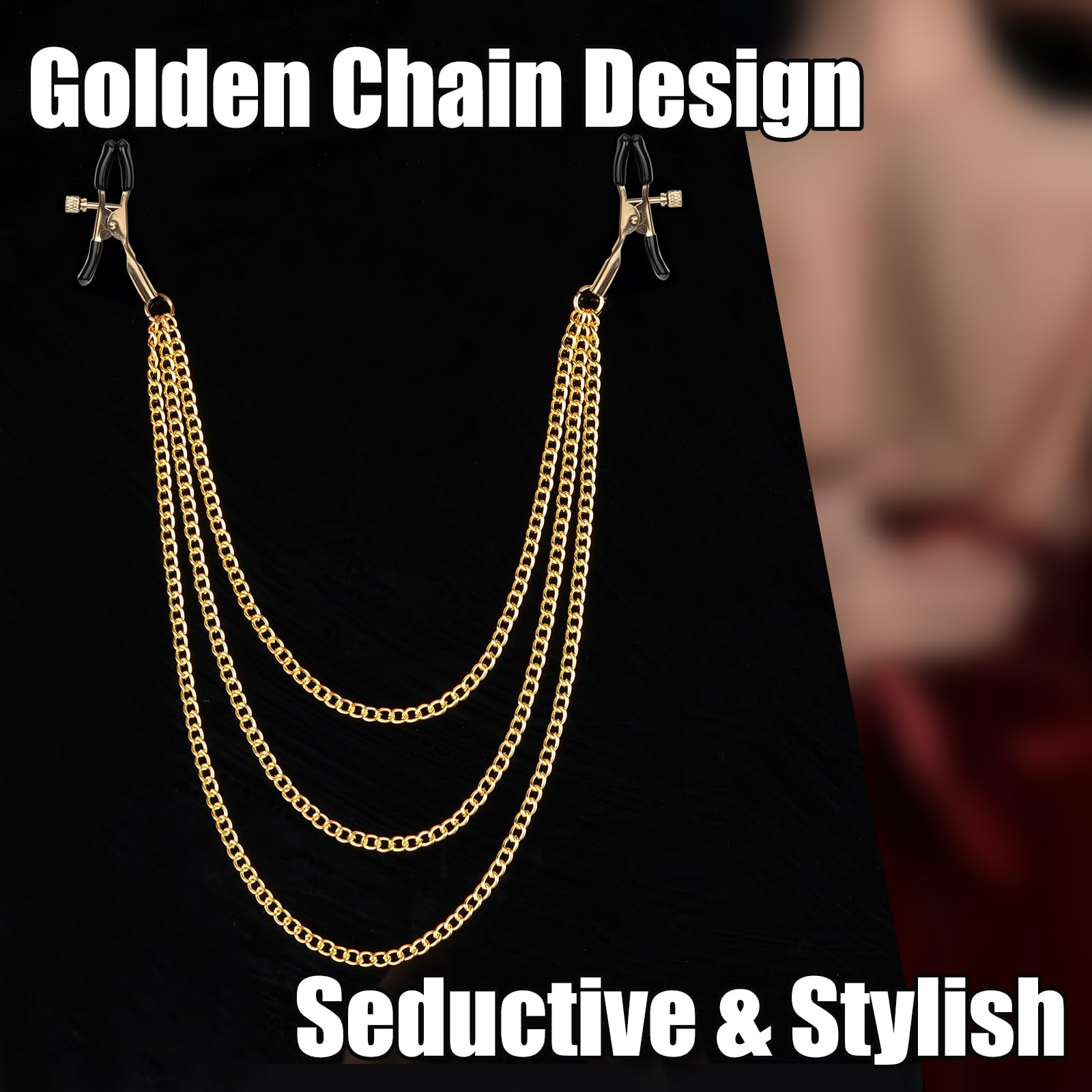 Premium | Nipple Clamps Body Clamps Chain | Stainless Steel Metal | Temperature Sensation Body Play | Advanced Users Beginners