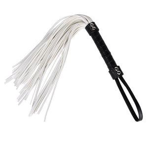Tryolove PU Leather Horse Whip with Black Handle & White Tassel - 55.5cm/21.85 Inch for Equestrian Practice