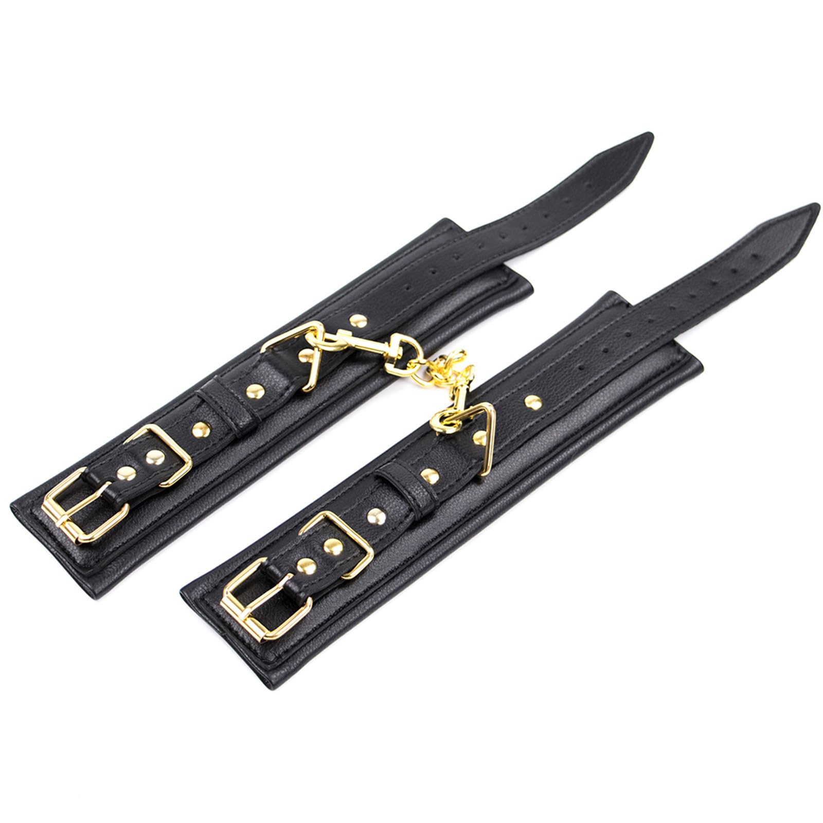 Adjustable PU Leather BDSM Restraint Set - 4-Piece Kit with Handcuffs, Leg Cuffs, Collar & Leash