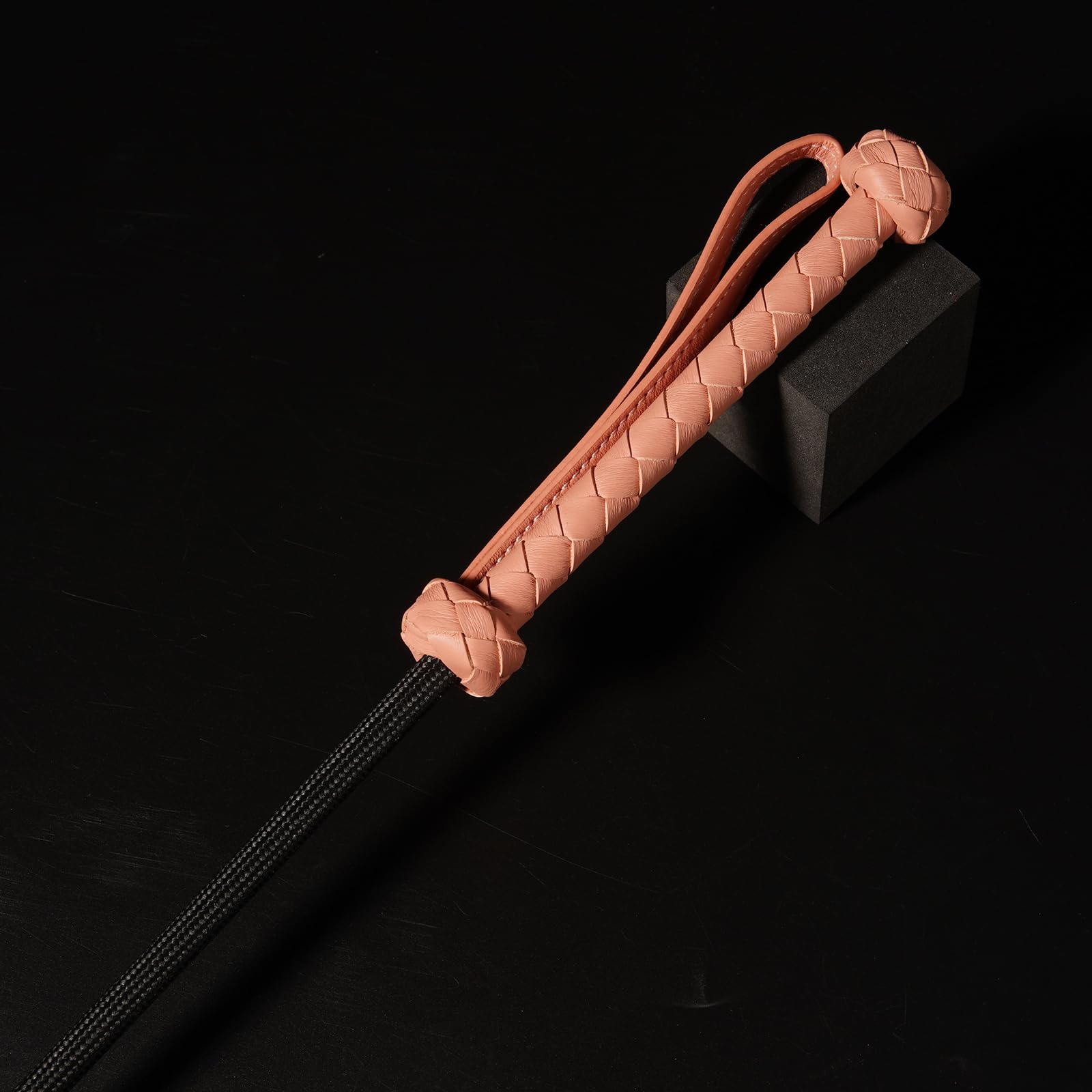 Handwoven Pink Heart-Shaped Genuine Leather Riding Crop | 52cm Flexible Black Shaft | Precision-Stitched Equestrian Whip | Premium Collectible Riding Gear