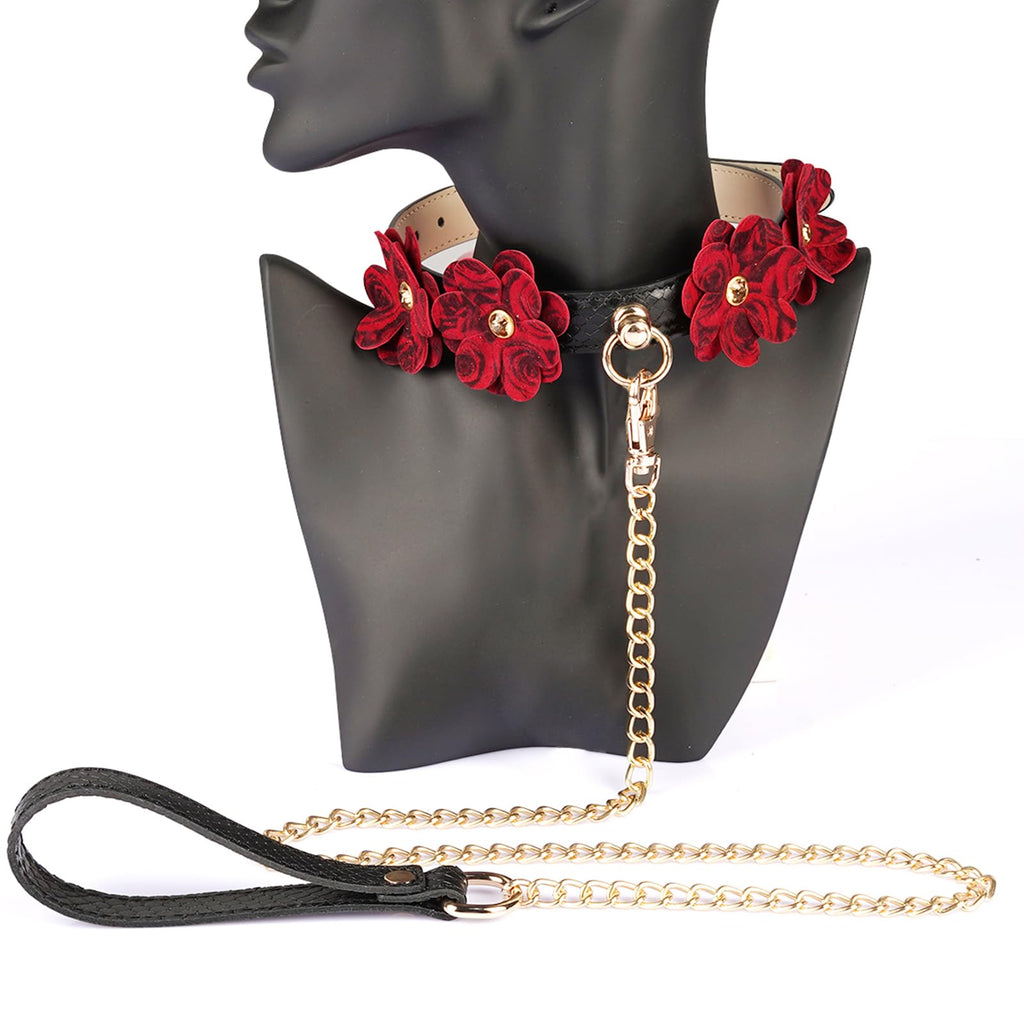 Premium | Pet Play Collar with Leash Set | Dominance D/S Neck Restraint | Bondage Couples Lifestyle