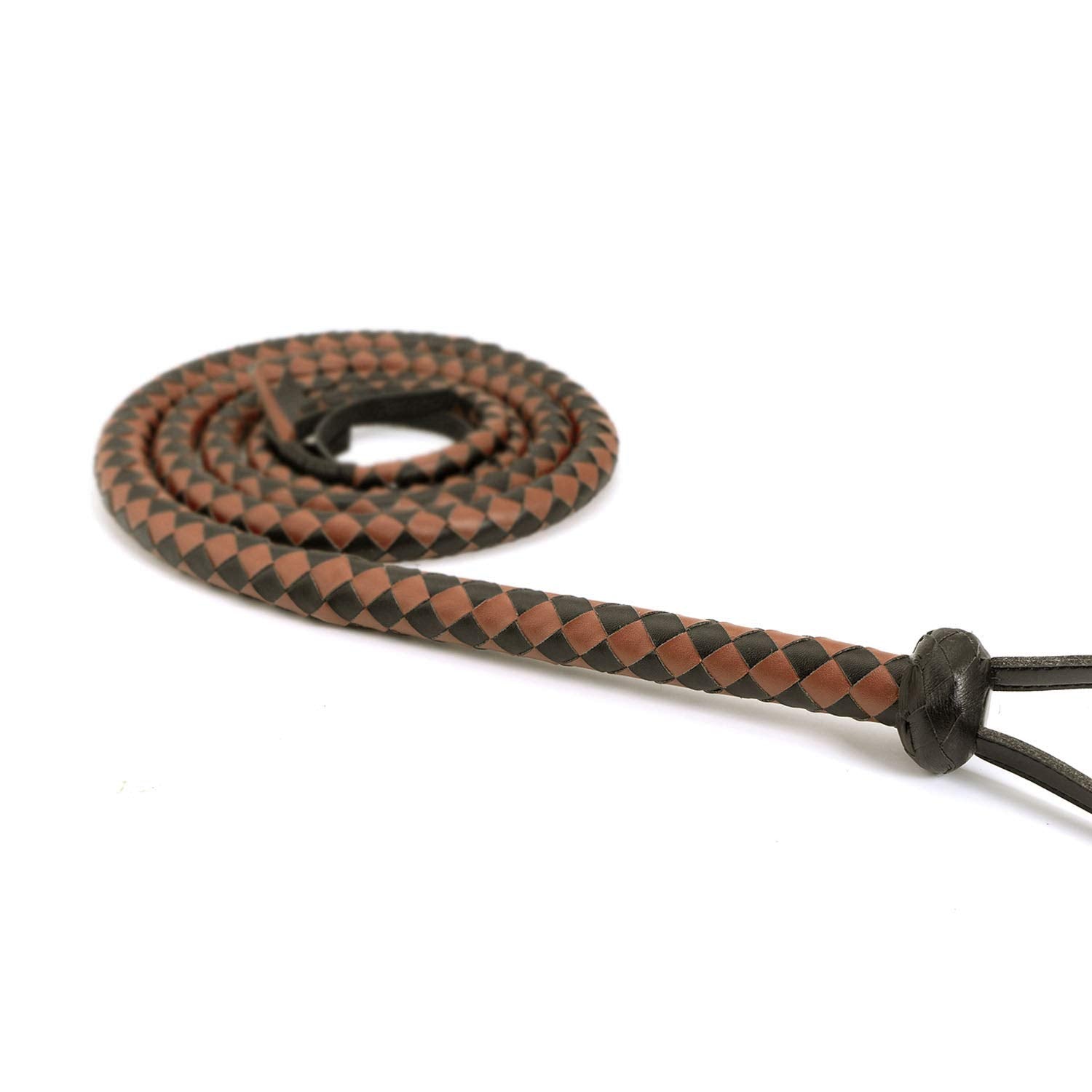Professional 2.4m Black & Brown PU Leather Horse Whip - Heavyweight Design for Equestrian Training