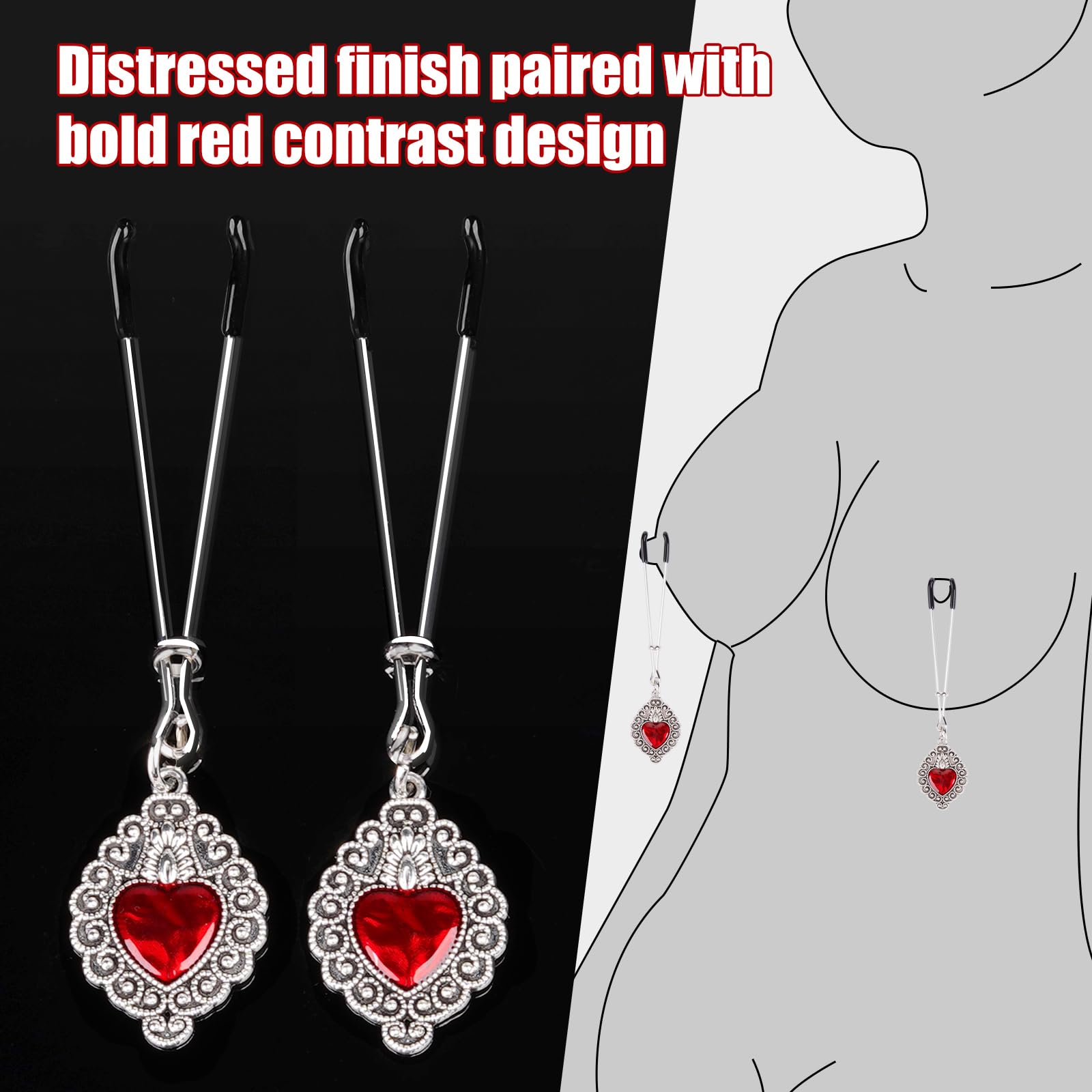 Premium | Nipple Clamps Body Clamps Chain | Stainless Steel Metal | Temperature Sensation Body Play | Advanced Users Beginners