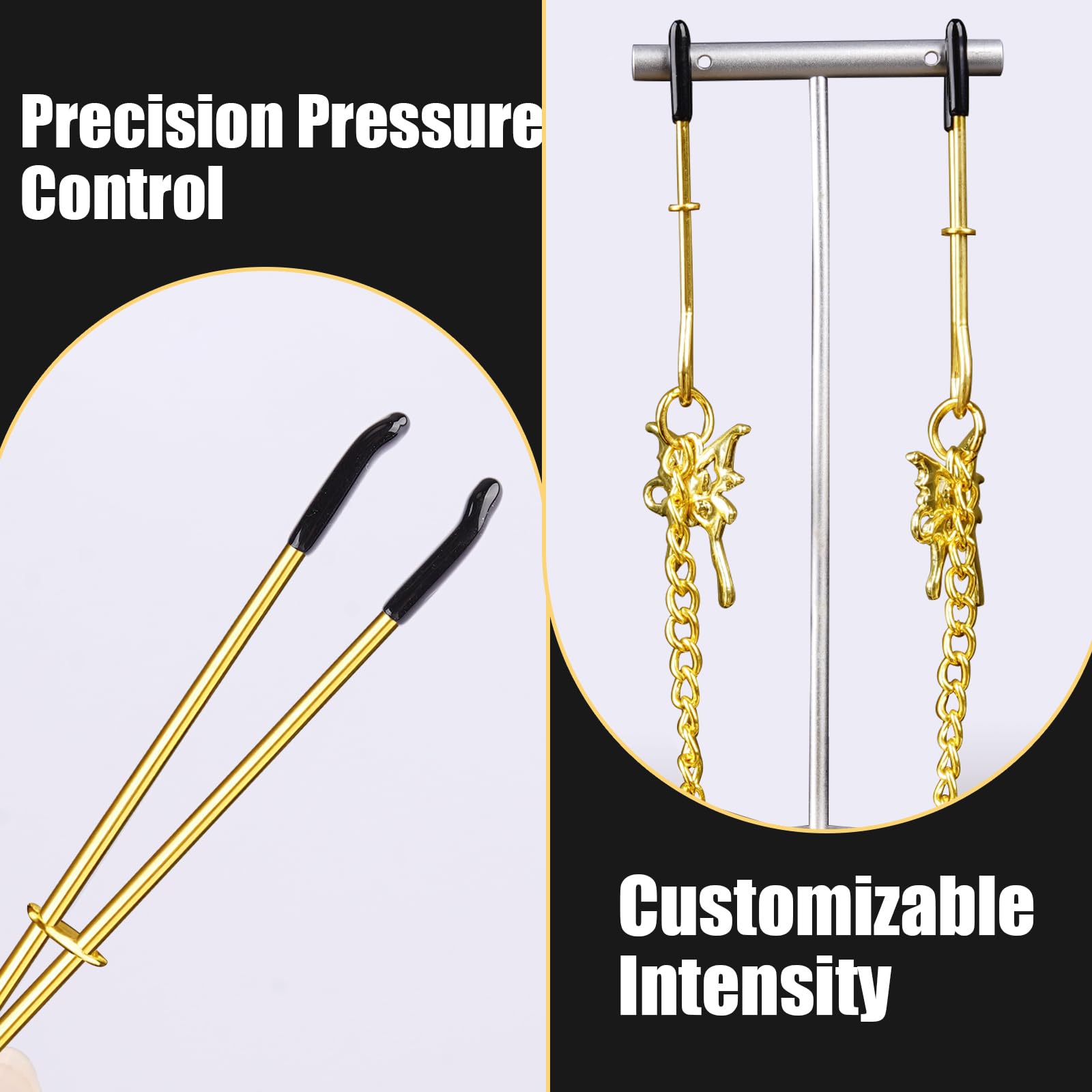 Premium | Nipple Clamps Body Clamps Chain | Stainless Steel Metal | Temperature Sensation Body Play | Advanced Users Beginners