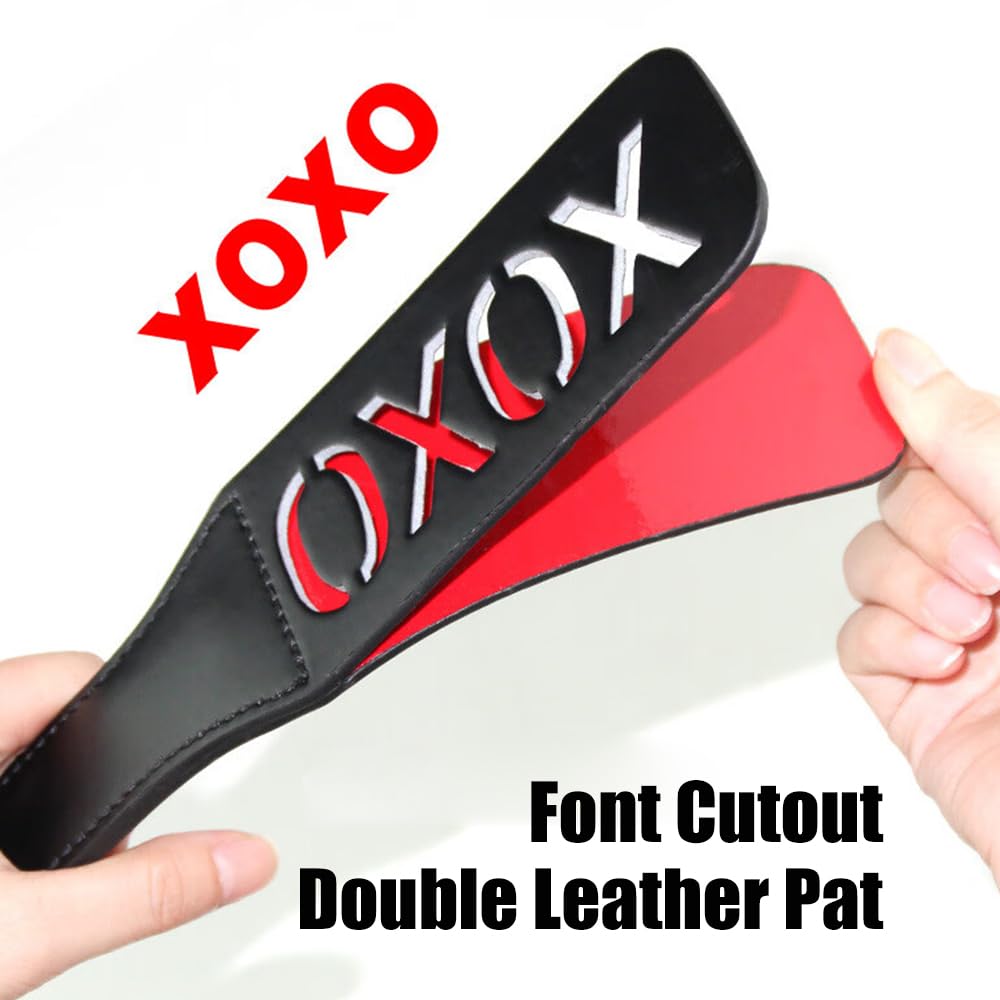 "XOXO" Dual-Layer Spanking Paddle - 31.5cm Black & Red Design with Cutout Letters